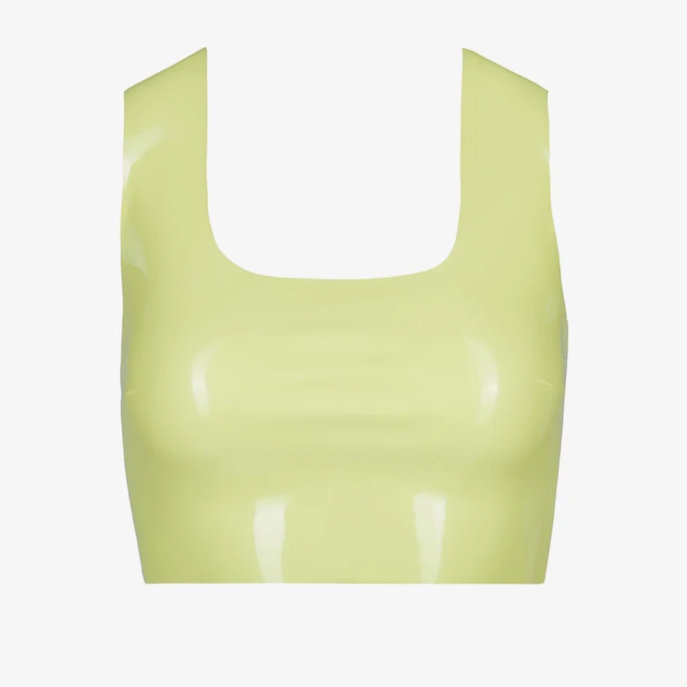 Commando® Faux Patent Leather Crop Top Size M in Limeade